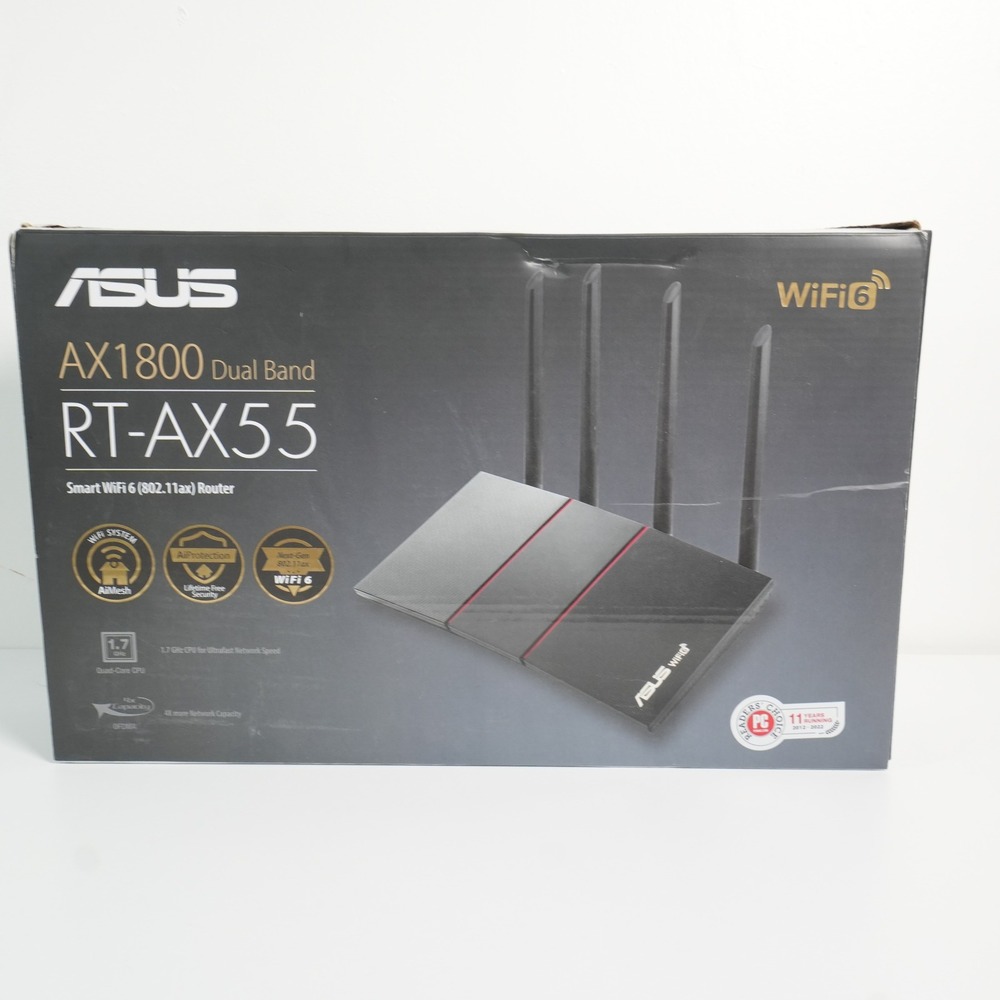 ASUS RT-AX55 V2 AX1800 Dual Band WiFi 6 Router Black AiMesh MU-MIMO Gigabit